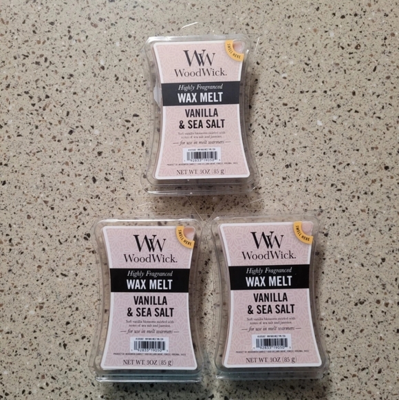 3 WoodWick Wax Melts Vanilla & Sea Salt Home Fragrance 6 Squares Per Package NEW - Picture 1 of 4